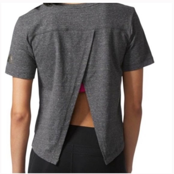 Adidas Grey Open Back Short Sleeve T-Shirt - Picture 1 of 13